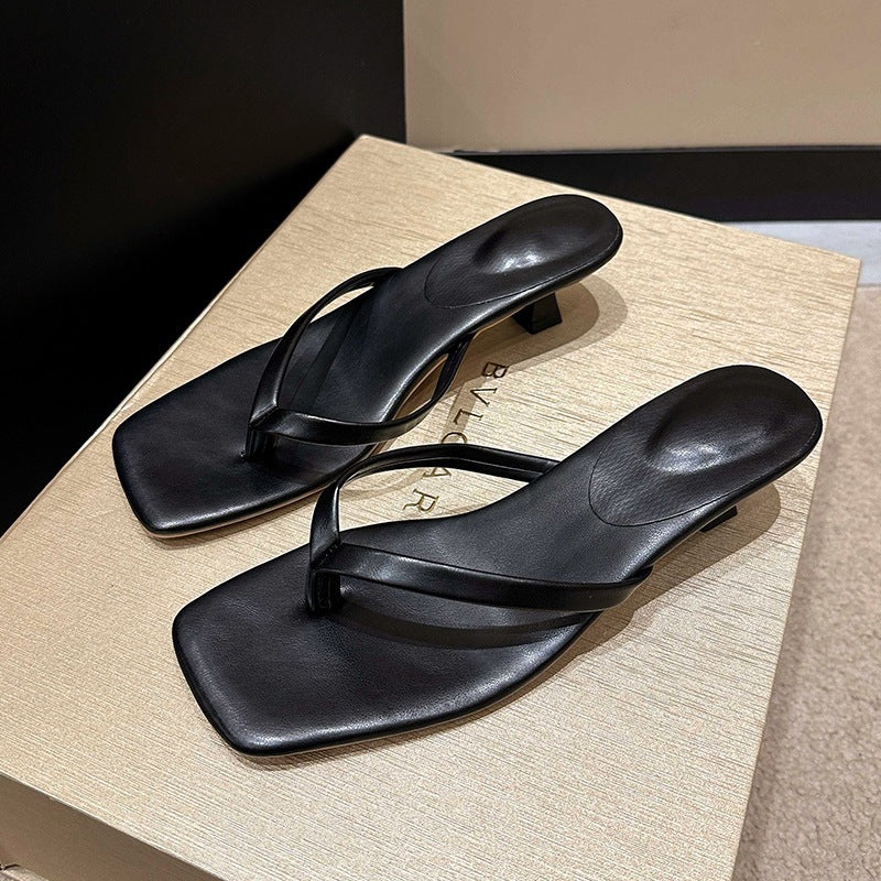 Damen Minimalistische Zehentrenner-Sandalen mit elegantem Absatz