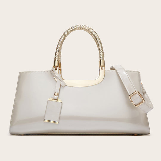 Damen elegante Handtasche mit glänzender Oberfläche und geflochtenen Tragegriffen Nord Taschen