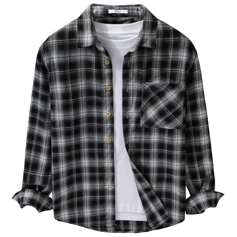 Herren Kariertes Flanell-Overshirt mit weicher Baumwollstruktur, Brusttasche und Relaxed-Fit Nord Taschen