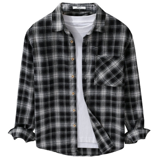 Herren Kariertes Flanell-Overshirt mit weicher Baumwollstruktur, Brusttasche und Relaxed-Fit Nord Taschen