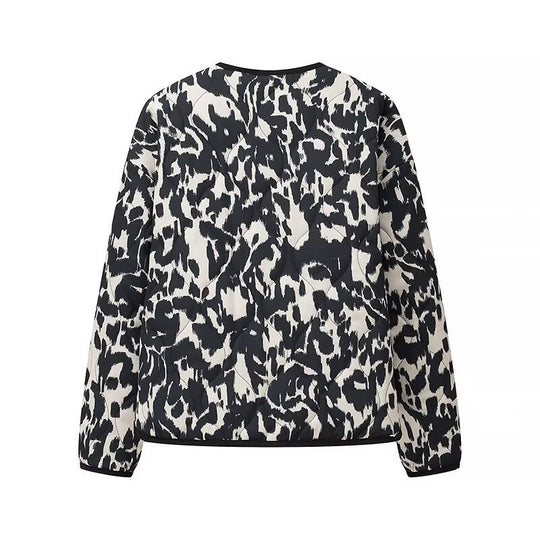 Damen Steppjacke im Oversize-Boxy-Schnitt mit rundem Halsausschnitt und abstraktem Animal-Print Nord Taschen