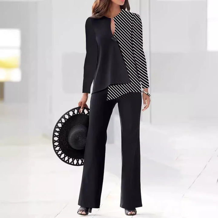 Damen Elegantes und modernes Hosenanzug-Set mit asymmetrischem Design