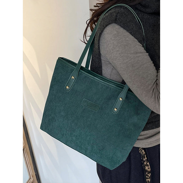 Damen Jute-Shopper Tasche mit elegantem Corddesign Nord Taschen