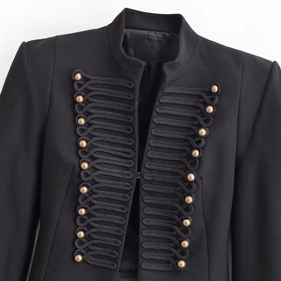 Damen 40+ taillierter Militärblazer mit Kordel- und Zierknopfdetails Nord Taschen