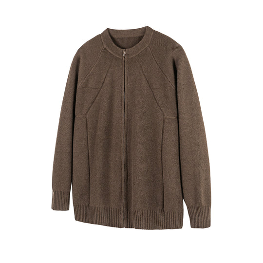 Unisex Boxy Strickzipjacke mit Reißverschluss und strukturierter Teilungsnaht Nord Taschen