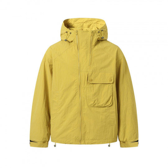 Unisex Leichte Kapuzen-Übergangsjacke mit großem Pattentaschen-Detail und Kordelzug Nord Taschen