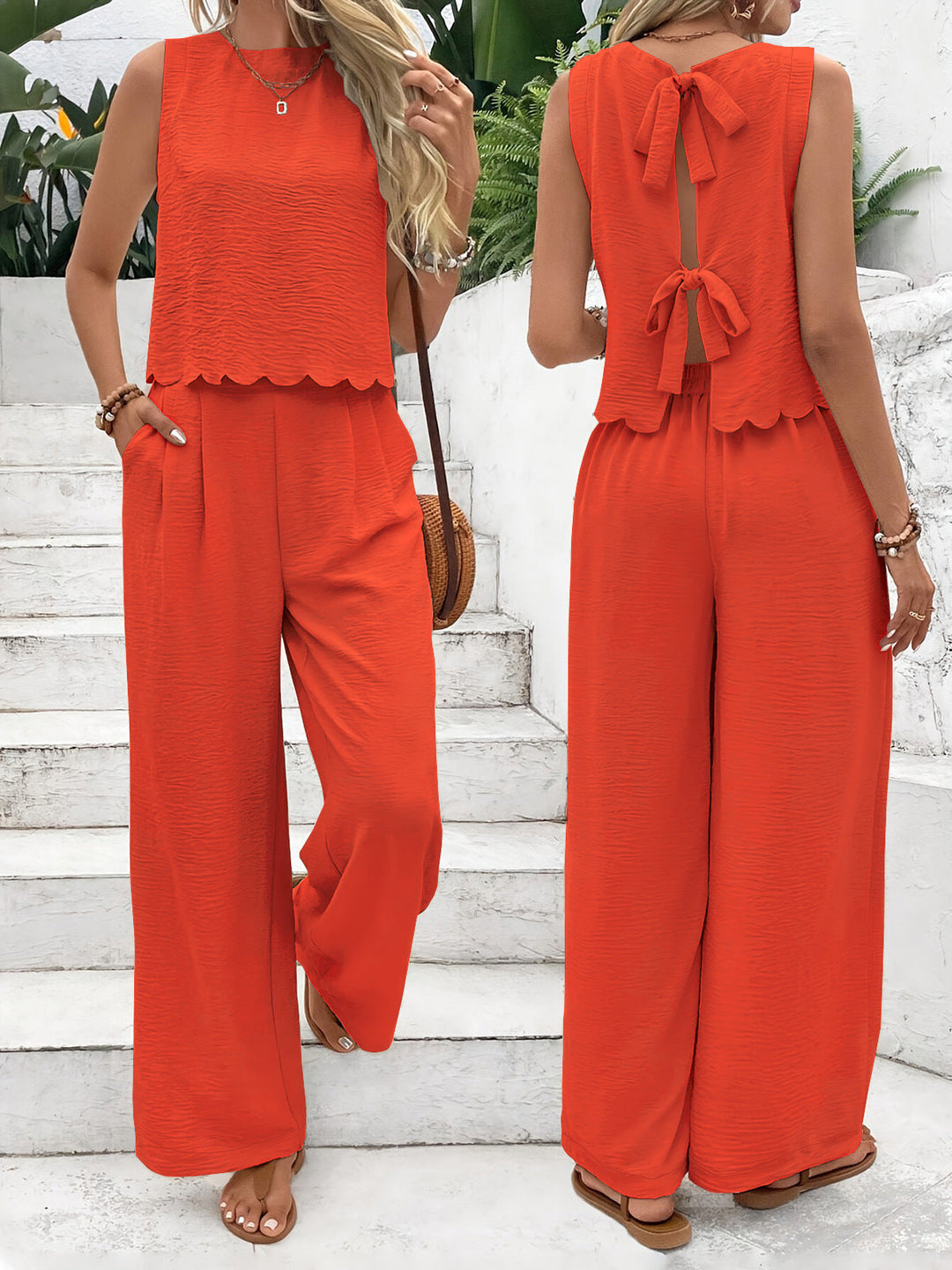 Damen Jumpsuit mit elegantem Rückenausschnitt und weitem Bein