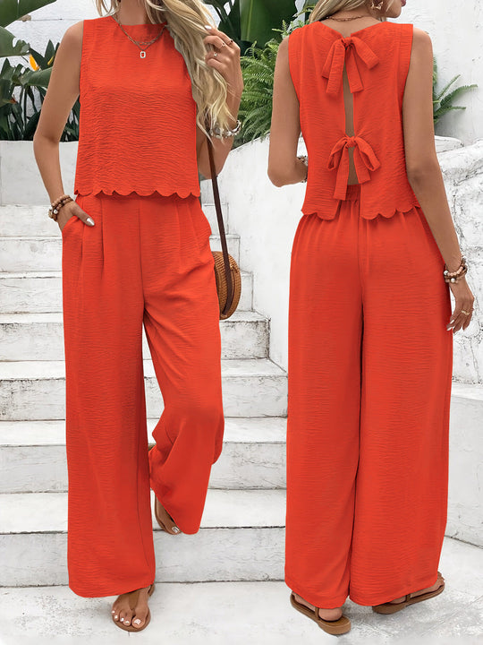 Damen Jumpsuit mit elegantem Rückenausschnitt und weitem Bein - Arvani