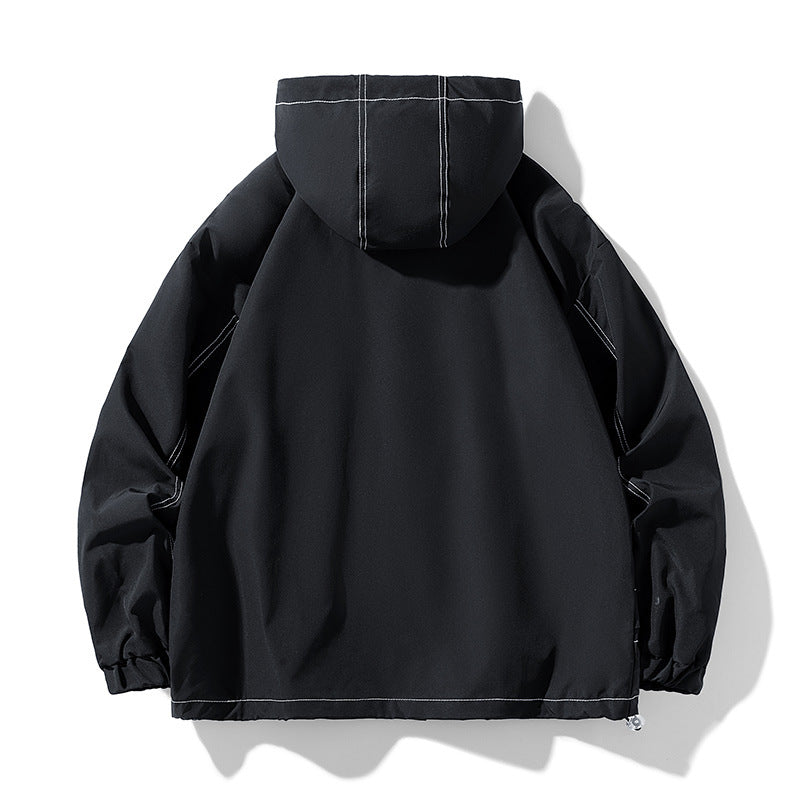 Herren Oversize-Softshell-Jacke mit Kapuze, wasserabweisender Oberfläche & kontrastierenden Nahtdetails Nord Taschen