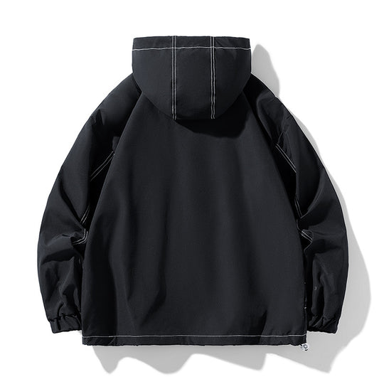 Herren Oversize-Softshell-Jacke mit Kapuze, wasserabweisender Oberfläche & kontrastierenden Nahtdetails Nord Taschen