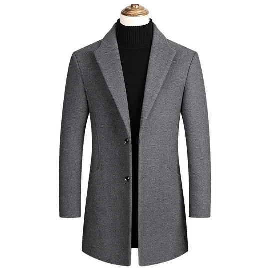 Herren Taillierter Wollmix-Mantel mit Notch-Revers und Zweiknopfverschluss Nord Taschen