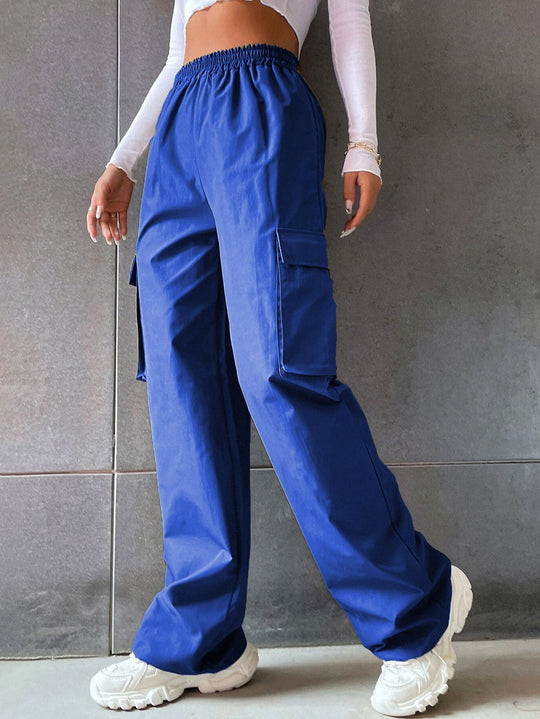 Damen Cargo-Hose mit seitlichen Taschen und elastischem Bund