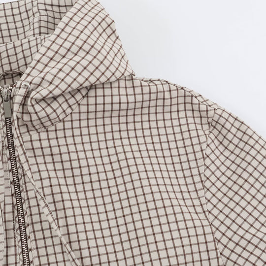 Damen Kurzer Karierter Kapuzenblouson mit Tunnelzug, Reißverschluss und elastischen Bündchen Nord Taschen