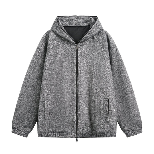 Unisex Technische Oversize-Kapuzenjacke im Wolloptik mit Zwei-Wege‑Reißverschluss Nord Taschen