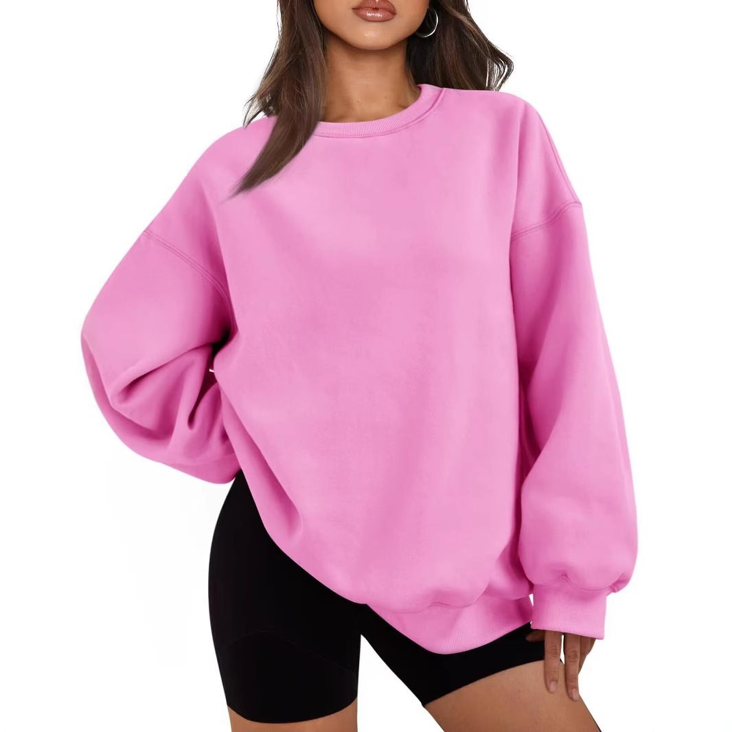 Damen Oversized Sweatshirt mit Rundhalsausschnitt, extraweichem French‑Terry und überschnittener Schulter Nord Taschen