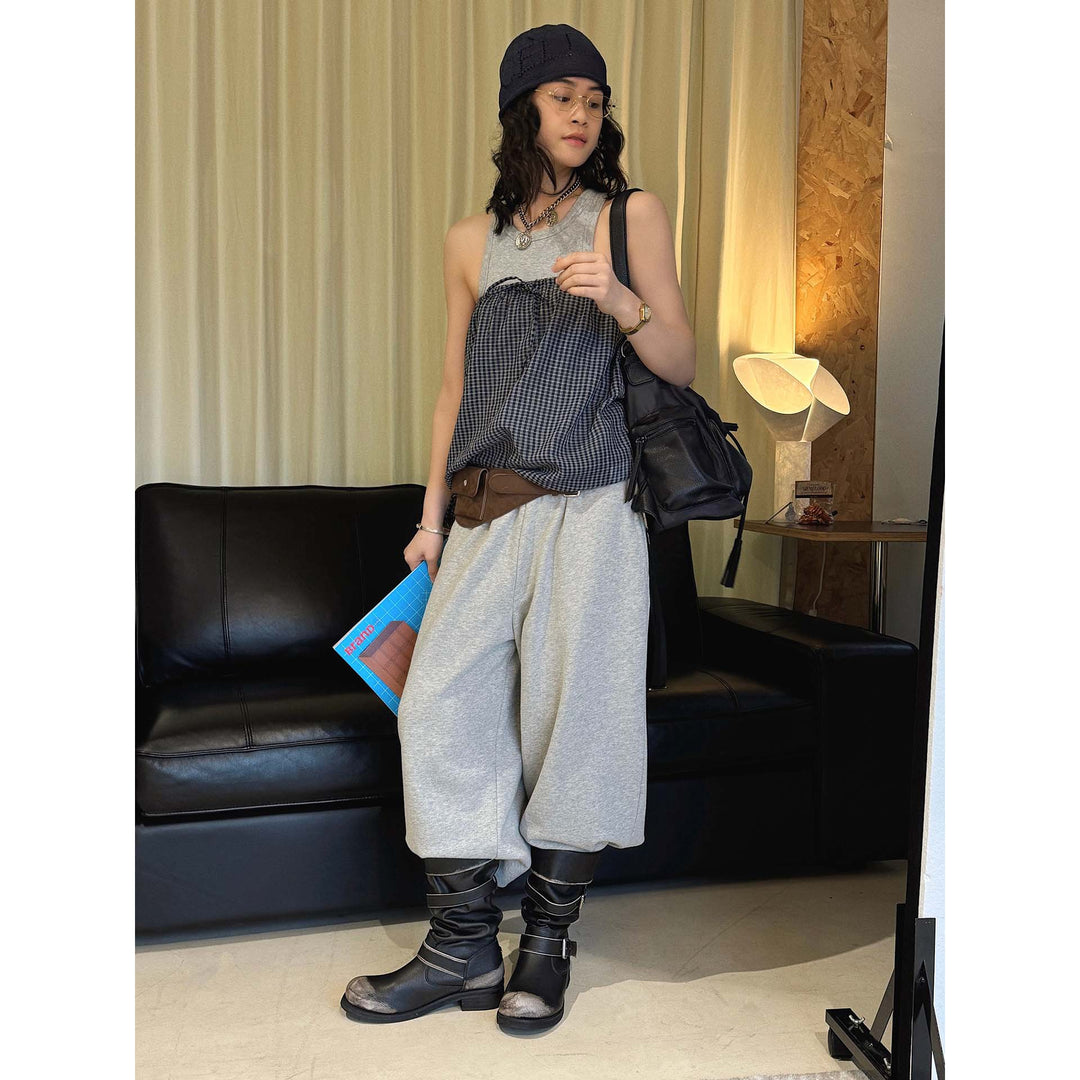 Damen Weiche High‑Waist Lounge‑Palazzohose aus Sweat mit elastischem Bund Nord Taschen