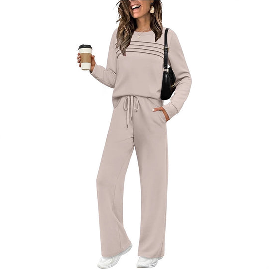 Damen Lounge-Set aus weichem Sweatstoff mit gerafftem Oberteil und weit geschnittenen Jogginghosen Nord Taschen