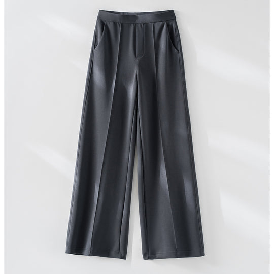 Damen Weite Palazzo-Hose aus Ponte-Jersey mit elastischem Komfortbund und Bügelfalte Nord Taschen