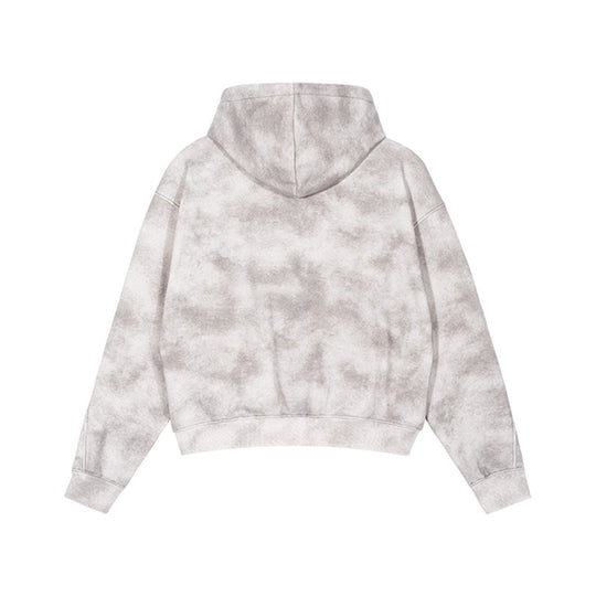 Unisex Kurz geschnittene Reißverschluss-Kapuzenjacke aus French-Terry mit Cloud-Dye-Effekt und Raglannähten Nord Taschen
