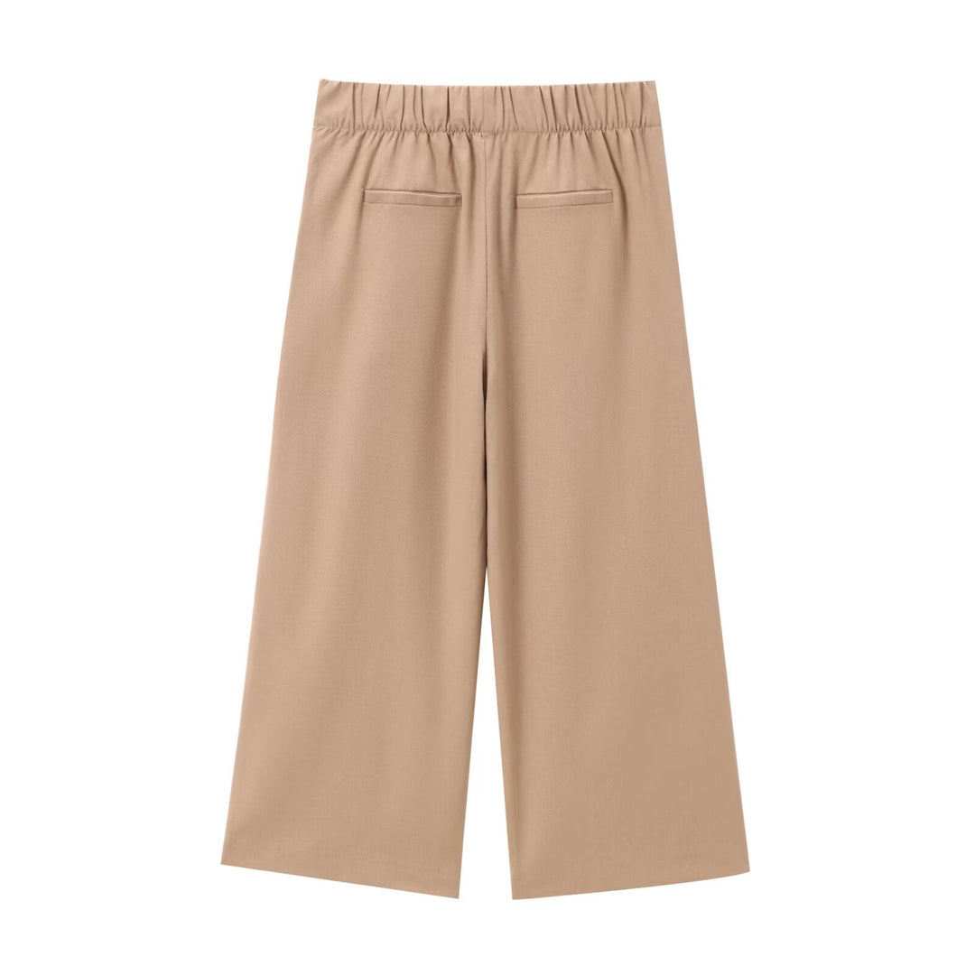 Damen Weite Culotte-Hose mit elastischem Bund und geradem Bein Nord Taschen