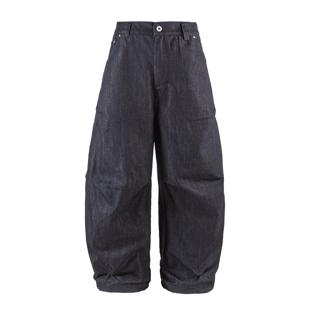 Damen Weite Cropped‑Hose mit hoher Taille, Krempelbund und markanten Kniefalten Nord Taschen