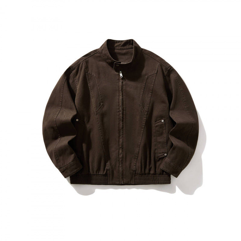 Herren Kurzer Utility-Blouson aus robustem Canvas mit Stehkragen, verdecktem Frontreißverschluss und elastischem Tunnelzugsaum Nord Taschen