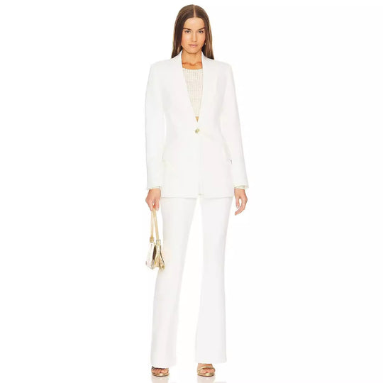 Damen Zweiteiliger Tailoring‑Anzug mit tailliertem Ein‑Knopf‑Blazer und ausgestellter Schlaghose Nord Taschen