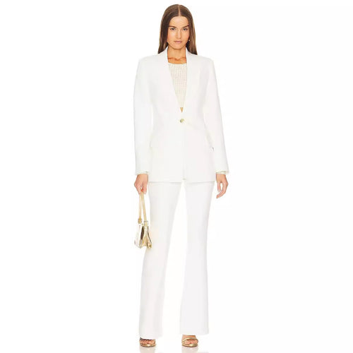 Damen Zweiteiliger Tailoring‑Anzug mit tailliertem Ein‑Knopf‑Blazer und ausgestellter Schlaghose Nord Taschen
