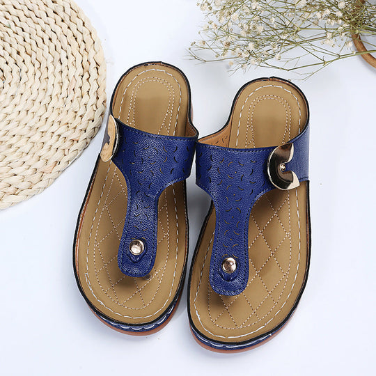 Damen Bequeme Zehentrenner-Sandalen mit verstellbarem Riemen und gepolsterter Sohle