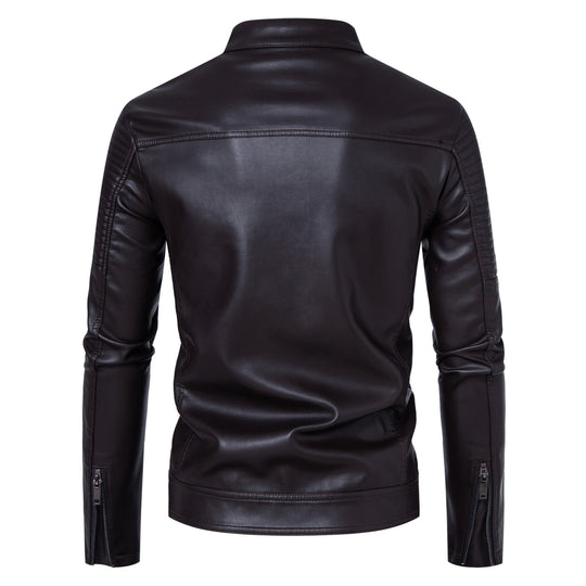 Herren Modische und derbe Lederjacke Nord Taschen