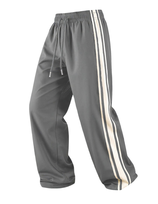 Herren Weite Trainingshose mit elastischem Tunnelzugbund, seitlichem Kontraststreifen & lockerem Baggy‑Schnitt Nord Taschen