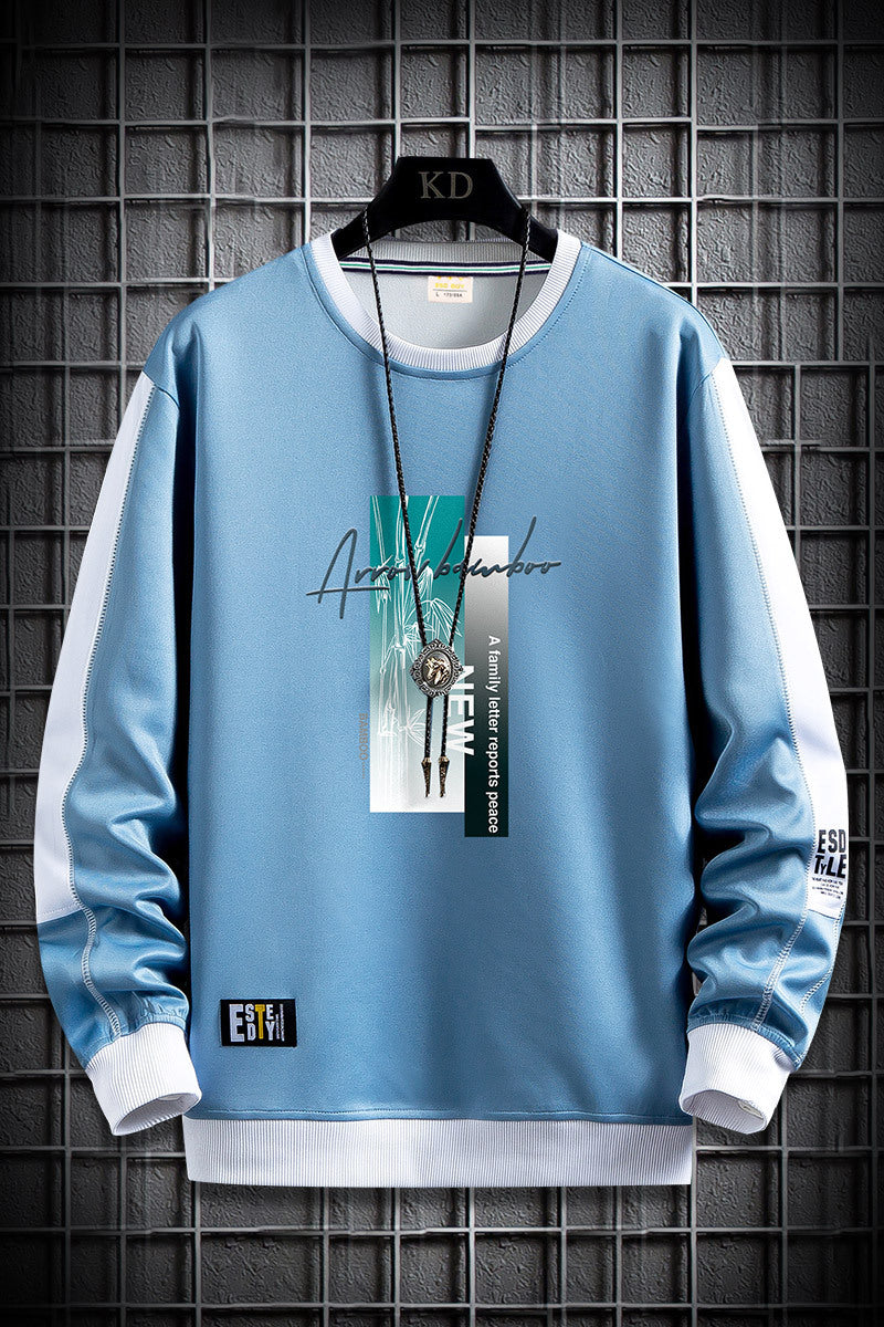 Herren Sportlich‑urbanes Rundhals‑Sweatshirt mit Kontrastärmeln, gerippten Bündchen & frontalem Grafikprint Nord Taschen
