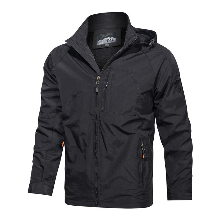 Herren  leichte winddichte Outdoorjacke mit Kapuze und taktischer Brusttasche Nord Taschen