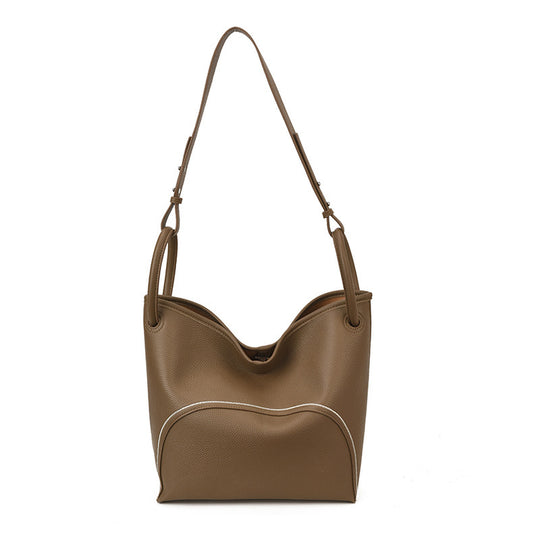 Damen praktische Schultertasche mit strukturiertem Leder Nord Taschen