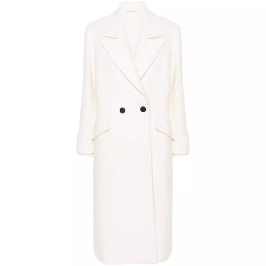 Damen Gerade geschnittener Midi-Wollmantel mit Oversize-Revers und verdeckter Knopfleiste Nord Taschen