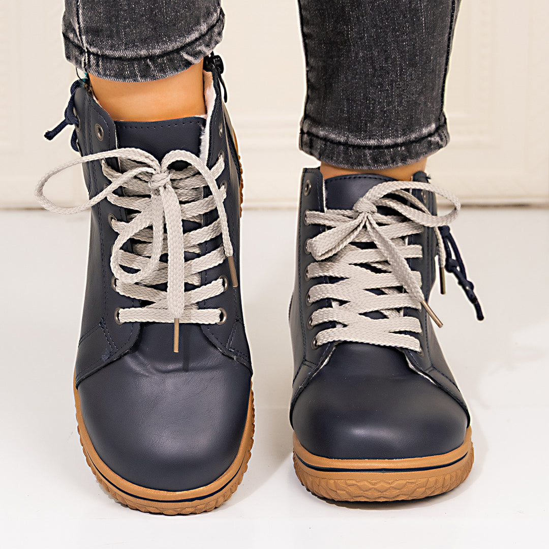 Damen nan gefütterte Schnür-Stiefelette mit seitlichem Reißverschluss und profilierter Gummisohle Nord Taschen