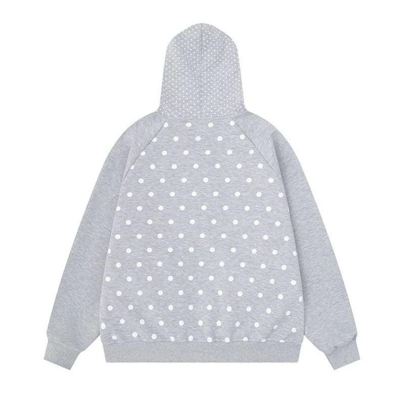 Damen Gepunktete Zip-Kapuzenjacke mit Schleifen-Taschen und Raglanärmeln Nord Taschen