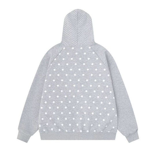 Damen Gepunktete Zip-Kapuzenjacke mit Schleifen-Taschen und Raglanärmeln Nord Taschen