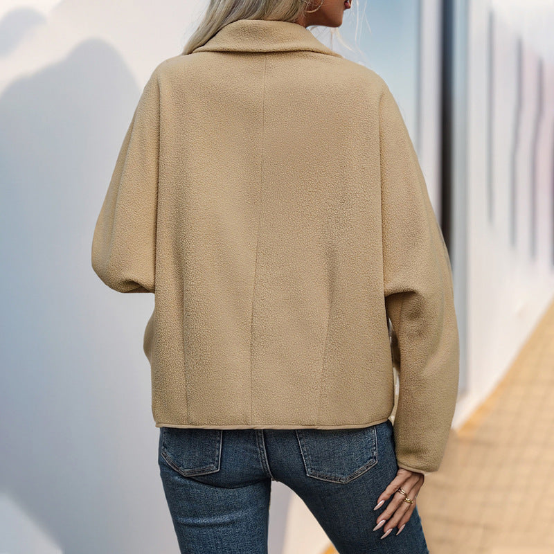Damen Kurz geschnittene Teddy‑Fleece Jacke mit Knebelverschlüssen Nord Taschen