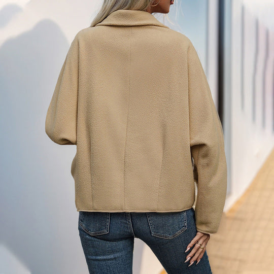 Damen Kurz geschnittene Teddy‑Fleece Jacke mit Knebelverschlüssen Nord Taschen