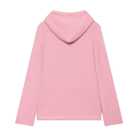 Damen Strickkapuzenjacke mit durchgehendem Reißverschluss, Rippenstruktur und Tunnelzug Nord Taschen
