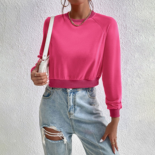 Damen Sportlicher Cropped Pullover Nord Taschen