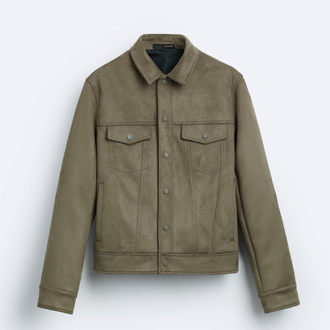 Herren Kurze Truckerjacke aus Velourslederoptik Nord Taschen