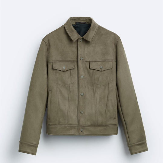 Herren Kurze Truckerjacke aus Velourslederoptik Nord Taschen