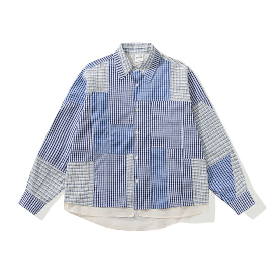 Unisex Patchwork-kariertes Overshirt mit verlängertem Saum Nord Taschen