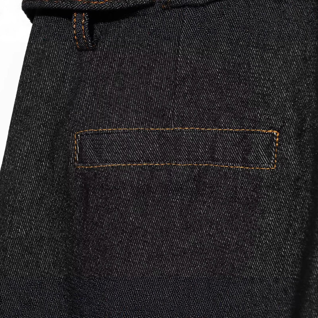 Damen Weite Cropped-Jeanshose mit hoher Taille, aufgesetzten Klappentaschen und breitem Saum Nord Taschen