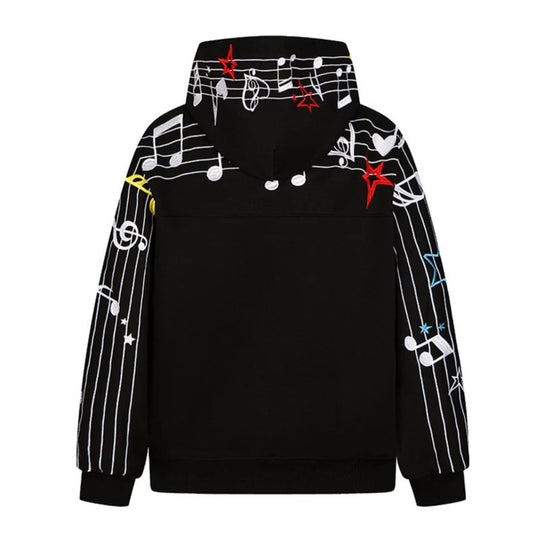Damen Kapuzen-Sweatshirt mit musikalischem Noten- und Sternprint, relaxed Fit Nord Taschen
