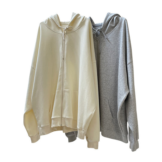 Damen Oversize Zip‑Hoodie aus schwerem Baumwoll-Fleece mit verdecktem Reißverschluss Nord Taschen
