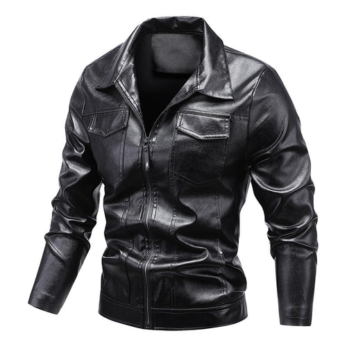Herren Slim‑Fit Kunstleder‑Blouson im Retro‑Aviator‑Look mit Hemdkragen Nord Taschen