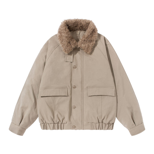 Unisex Boxy Isolationsblouson mit abnehmbarem Kunstfell-Drehkragen und Cargotaschen Nord Taschen